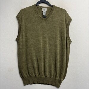Linea Uomo Green 100% Merino Wool Pullover Vest Green Italy Men's L / 52